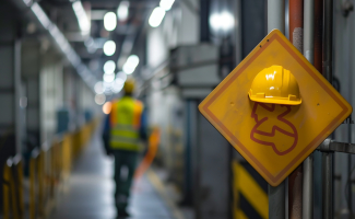 Diversa señalética asociada a la prevención de riesgos laborales.