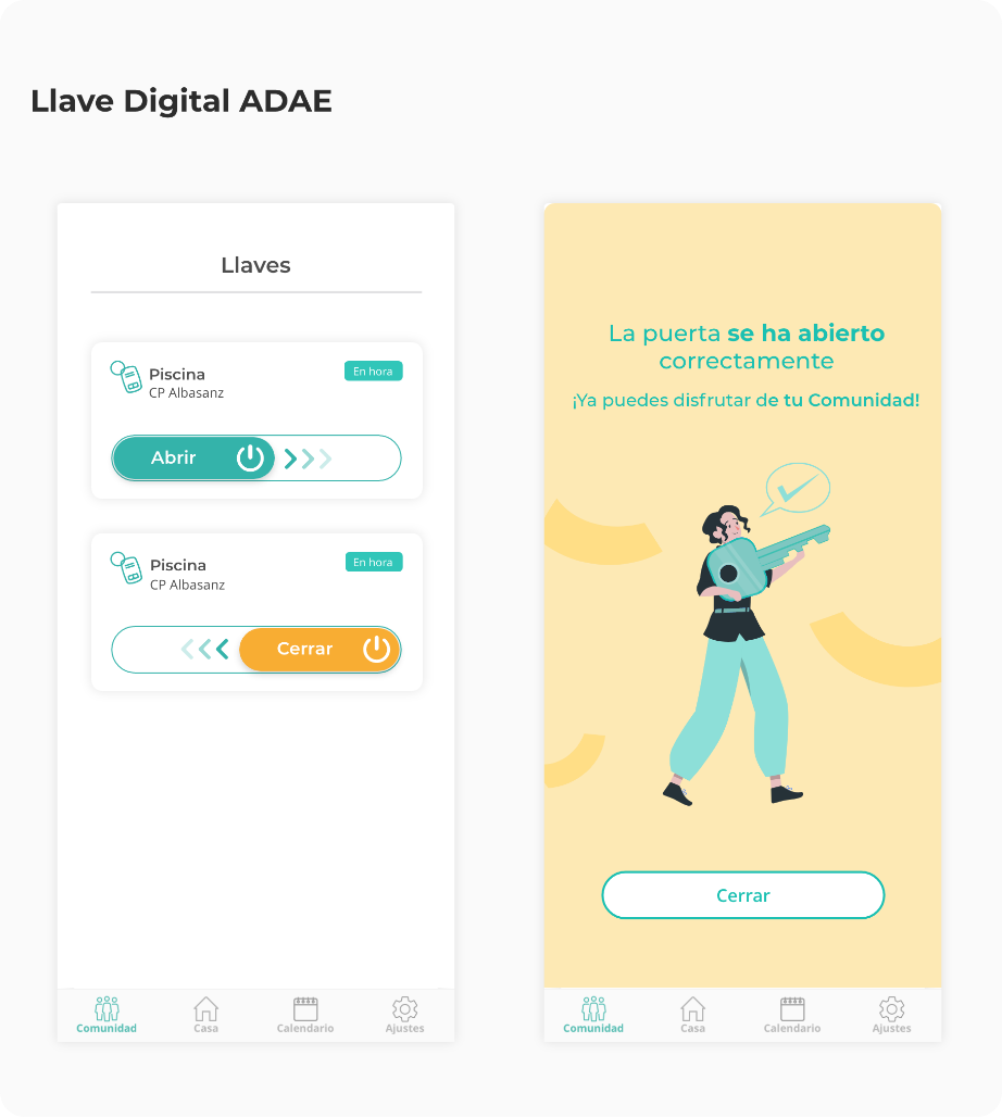 Ilustracion de la app de vecino abriendo con la llave digital