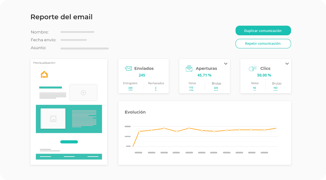 Ilustracion de reporte del email en marketing center