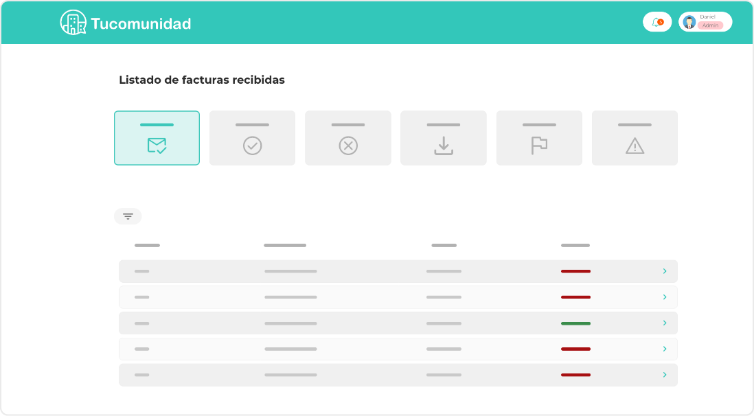 Imagen de listado de facturas recibidas